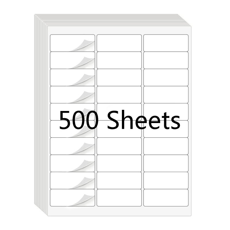 RBHK 1" x 2-5/8" Label Sticker Paper for Laser/Inkjet Printer, 8.5"Ã—11" Address Mailing Labels, Matte White, 30 per Page [500 Sheets, 15000 Labels] - Image 1